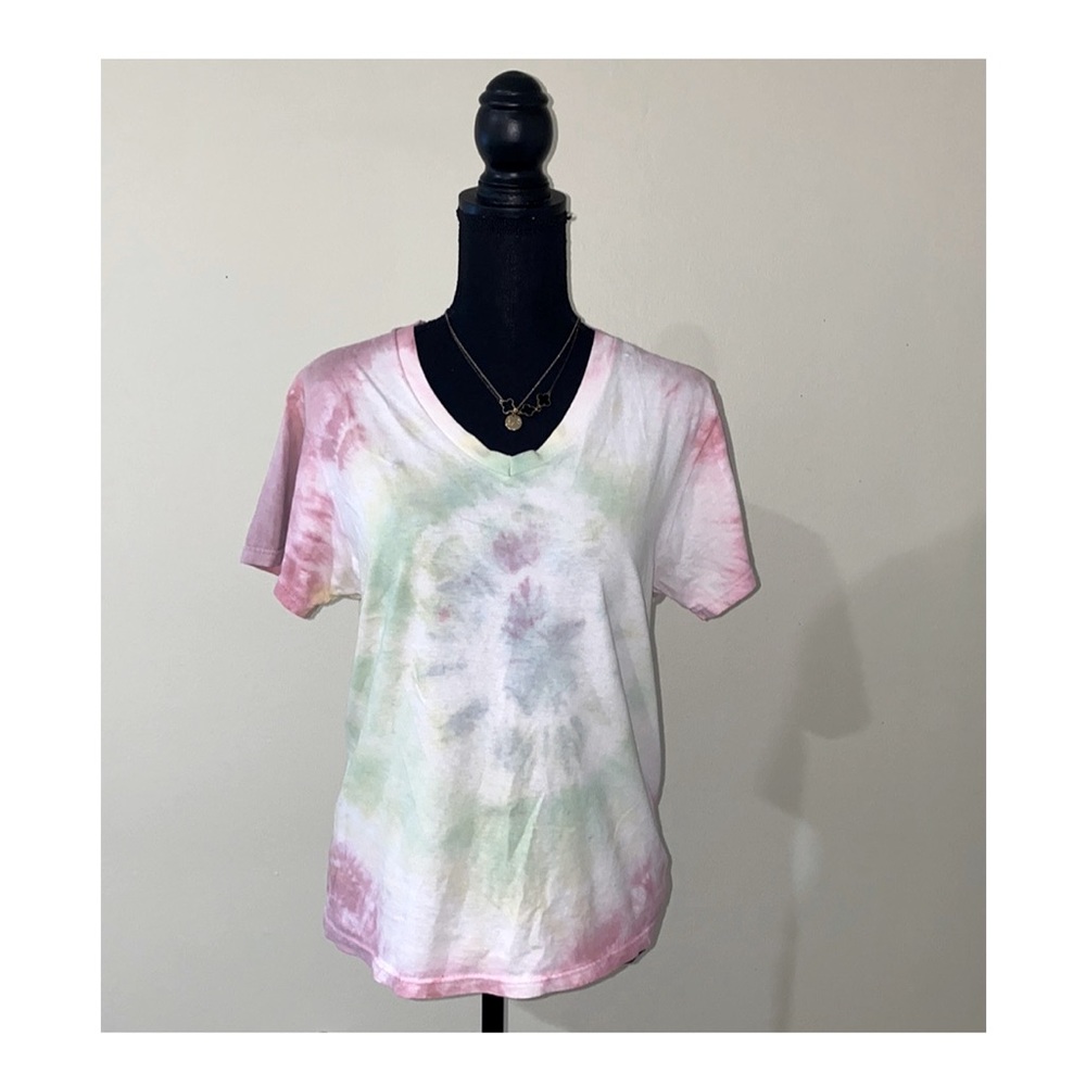 Fruit of the Loom - Tie Dye V Neck Short Sleeve Tee Shirt